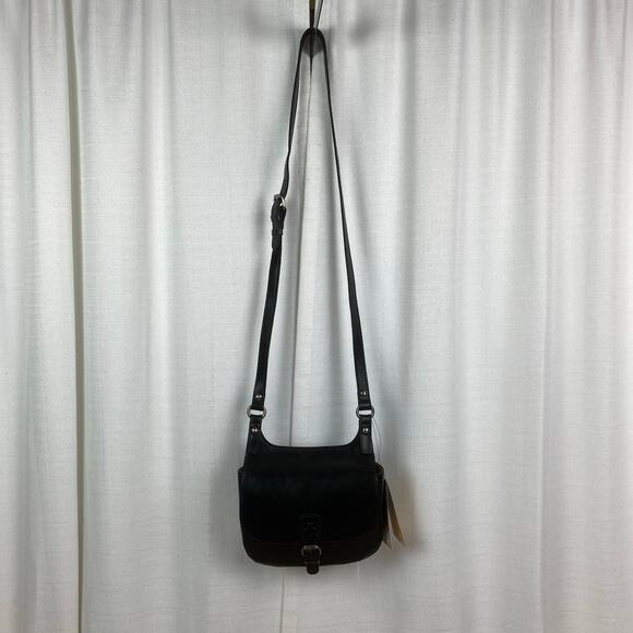 Patricia Nash Black Leather Lindy Saddle Bag NWT - Picture 3 of 16